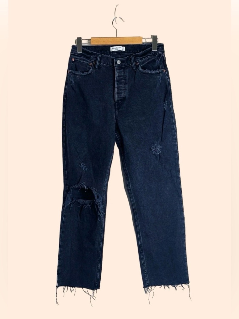 Abercrombie The Mom Distressed Black Jeans High Rise Jean | Size 27